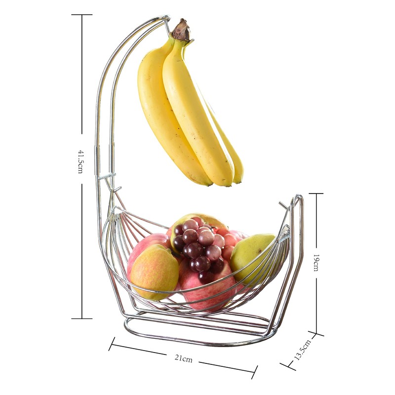 Jiallo Silver Fruit basket with Banana Hanger