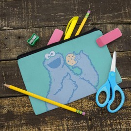 GRAPHICS & MORE Sesame Street Cookie Monster Distressed Pencil Pen Organizer Zipper Pouch Case