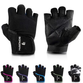 BIOMORPH Training Gloves for Men and Women, Fitness Gloves for Strength Training, Bodybuilding, Crossfit (Black, 15.5 cm - 17.5 cm, XS)