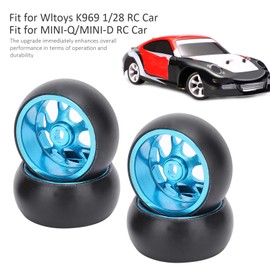 RC Car Drift Tire, Lightweight Aluminum Alloy Wheel Hub, Super Fast Drift Tyre Replacement for RC Car for Wltoys K969 1/28 RC Car(Blue)