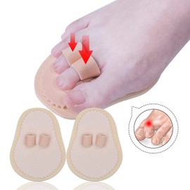 Toe Splint & Straightener, Adjustable Loops Hammer Toe Correctors Brace w/ Slip-on Cushion Metatarsal Pads for Claw Curled & Crooked Toes - Support Guard for Pre Post Surgery (2 loops 1 pair)