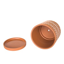 D'vine Dev Set of 2 Terracotta Pots, 4 Inch & 6 Inch, Planter Pots for Plants with Drainage Holes and Saucers, Terracotta/White, 31-958-D-1