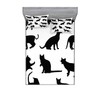 Ambesonne Cat Fitted Sheet & Pillow Sham Set, Silhouette of