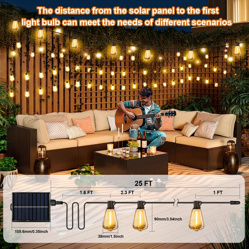 Skoiuc Solar String Lights Outdoor Waterproof with Remote & Timer,