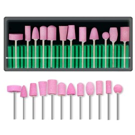Kimlonton Whetstone Set with Shaft Grinding Stone Buffing Tool Set [0.09 inch (2.35 mm) Shaft] 12 Types, 12 Pieces, For Mini Routers/Routers/Routers/Routers, Abrasive Bits, For Polishing, Polishing, Exfoliating, Nail Polishing, Abrasive Bit, Deburring, DIY Tool