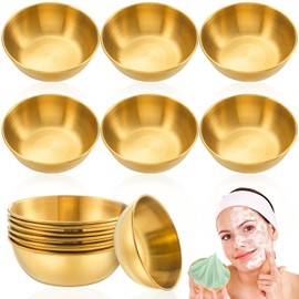 Teenyyou 6 Pcs 3. 23 In DIY Face Mask Mixing Bowl Stainless Steel Esthetician Facial Mask Bowl Facial Small Mixing Esthetician Supplies for Lady Women Skincare Home Salon Cosmetic Beauty (Gold)