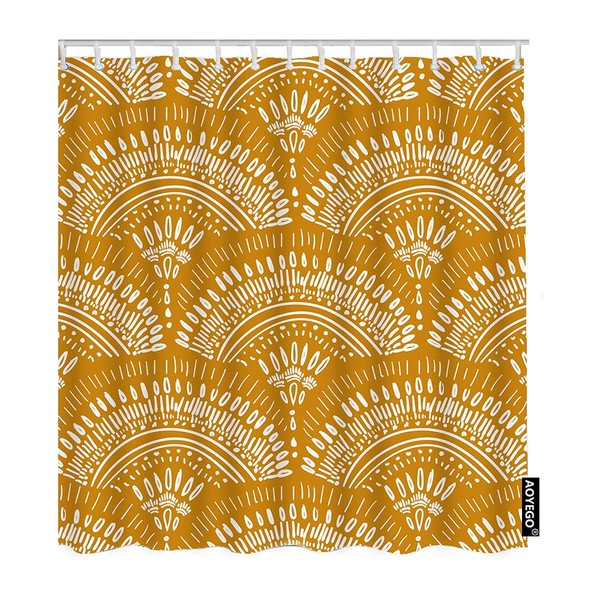 AOYEGO Bohemian Geometric Pattern Fabric Shower Curtain with Hooks Ethnic