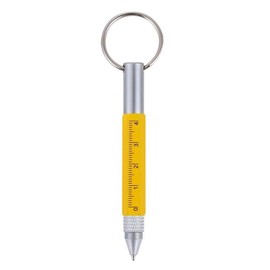 KING OF FLASH Mini Multi Function Pen with Keyring Hook, Stylus, Cross Screwdriver, Flat Screwdriver, Ruler (Yellow)