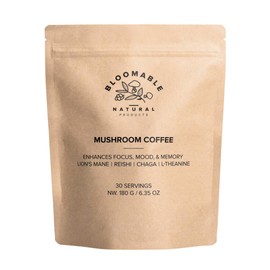 Mushroom Coffee by Bloomable Premium Instant Coffee with Lion's Mane, Reishi, Chaga Mushroom Extracts | Improve Focus, Memory, & Immunity | 30 Servings
