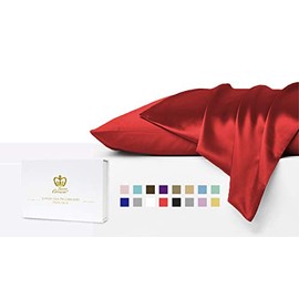 Luxor Crown Set of 2 Mulberry Silk Standard Pillowcases (Burgundy)