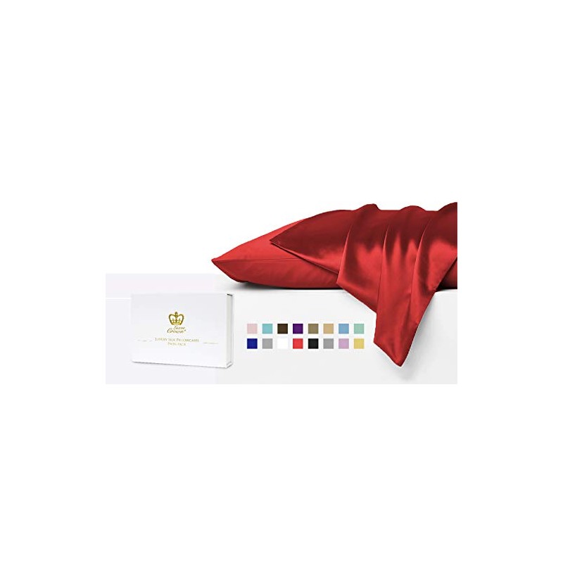 Luxor Crown Set of 2 Mulberry Silk Standard Pillowcases (Burgundy)