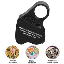 JARLINK 2 Pack 30X 60X Illuminated Jewelers Loupe Magnifier, Foldable Jewelry Magnifier with Bright LED Light for Gems, Jewelry, Coins, Stamps, etc (White & Black)