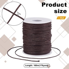 PandaHall 1 Roll 1 mm 100 Yards Waxed Cotton Cord Thread Bead Cord for Jewellery Making Crafting Beads Macrame Coconut Brown