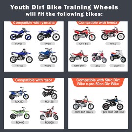 Generic Dirt Bike Training Wheels 50cc - Made in the USA! - Easy Setup and compatible with many models - MX500 MX125 MX400 Honda CRF50 XR50 Z50 Yamaha PW50, black