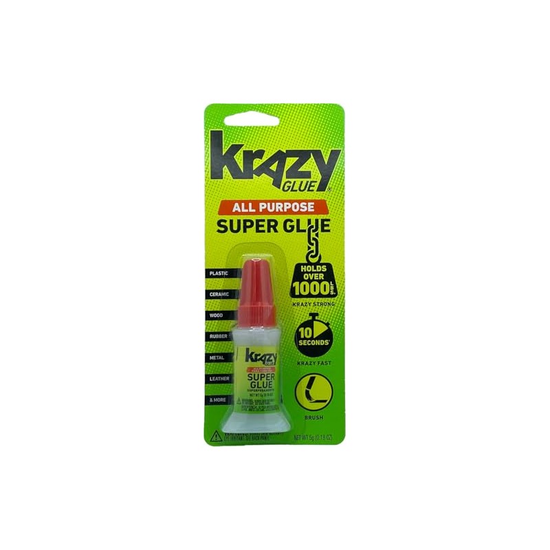 Krazy Glue All Purpose Brush-On Superglue, 5 g, Quick Dry,