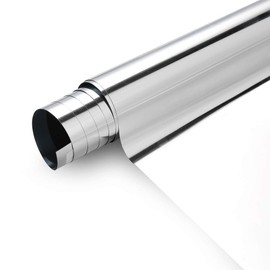 Window Film Privacy One Way Window Reflective Film Sun Blocking, Heat Control and Anti UV Adhesive Mirror Window Tint for Home and Office, 20Inch x 16.5Feet, Silver