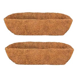POFET 2 x Wall-Mounted Coco Liner Trough 24 Inch Coconut Fibre Planter Liners for Hanging Baskets Window Box
