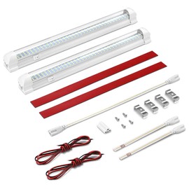 Haofy 2 x 108 LED Interior Lighting Car Interior Lighting DC 12 V LED Under-Unit Light with Wiring Holes on Both Ends, On/Off Switch Light for Car, Caravan, Boat [Energy Class A+] - White