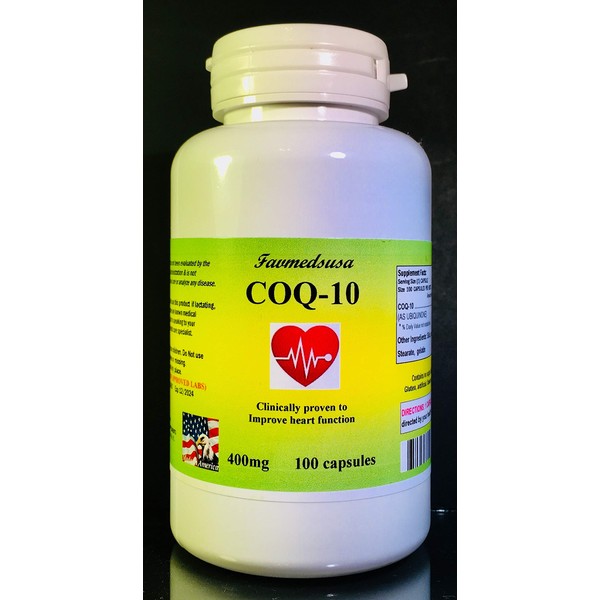 CoQ-10 Q-10 coq10 CO Q10 co-Enzyme 400mg - Various Sizes. Made in USA (1 Bottle - 100 Capsules)