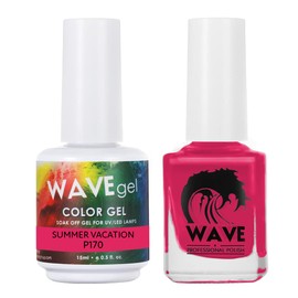 WAVEGEL Soak-Off Gel & Nail Lacquer Matching Duo Set - Simplicity Collection - #P170 Summer Vacation I 0.5 Oz