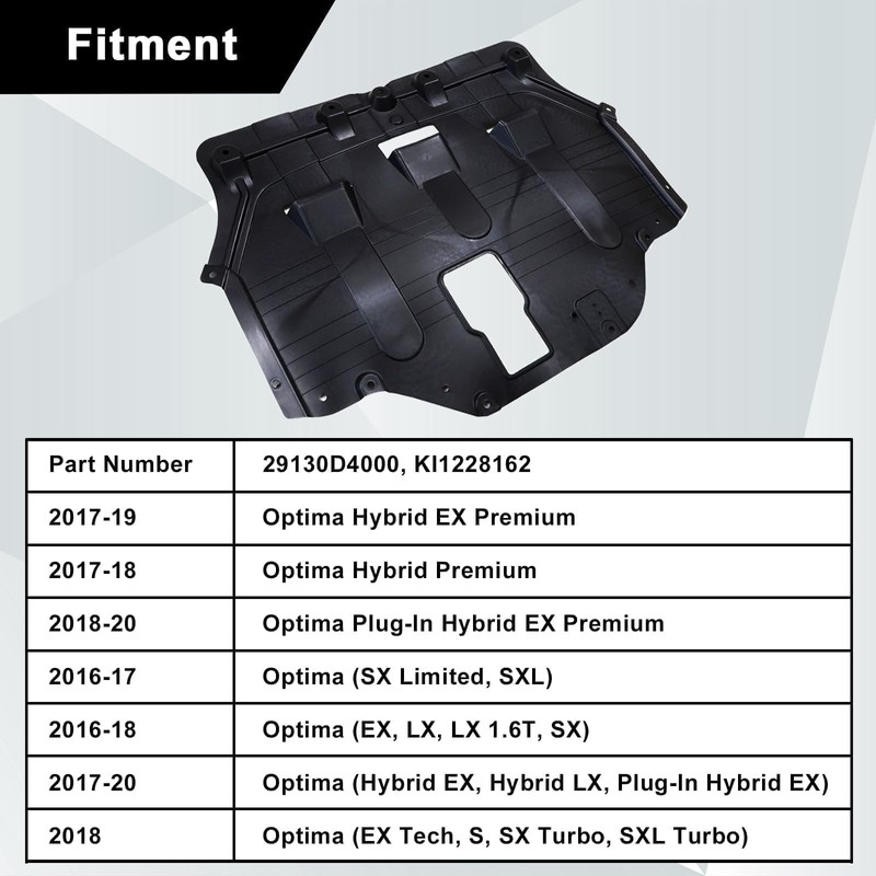 SecosAutoparts KI1228162 Rear Engine Splash Shield Compatible with Kia Optima