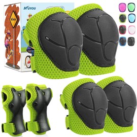 Kid's Protective Gear Set,Roller Skating Skateboard BMX Scooter Cycling Protective Gear Pads (Knee Pads+Elbow Pads+Wrist Pads),(Green)