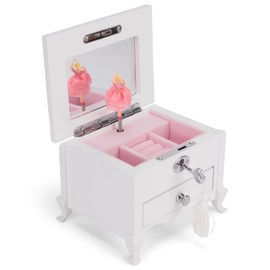 Cottage Garden Ballerina Wood Musical Jewelry Box Plays Tune, 6 inch, Wood