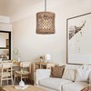 Arturesthome Boho Hand Woven Rattan Pendant Light Fixture, Mini Farmhouse