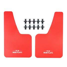 XUKEY Carbon Pattern Universal Fender Mud Guards Mud Flaps Red White 2 Pack Fits Toyota Honda Lexus Daihatsu Mazda and More Sedan