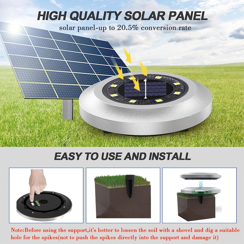 Puncools Solar Lights Outdoor Garden,2 Pack Waterproof Solar Ground Lights