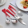 Lekoton 20 Piece Red 18/0 Flatware Utensil Set for 4,