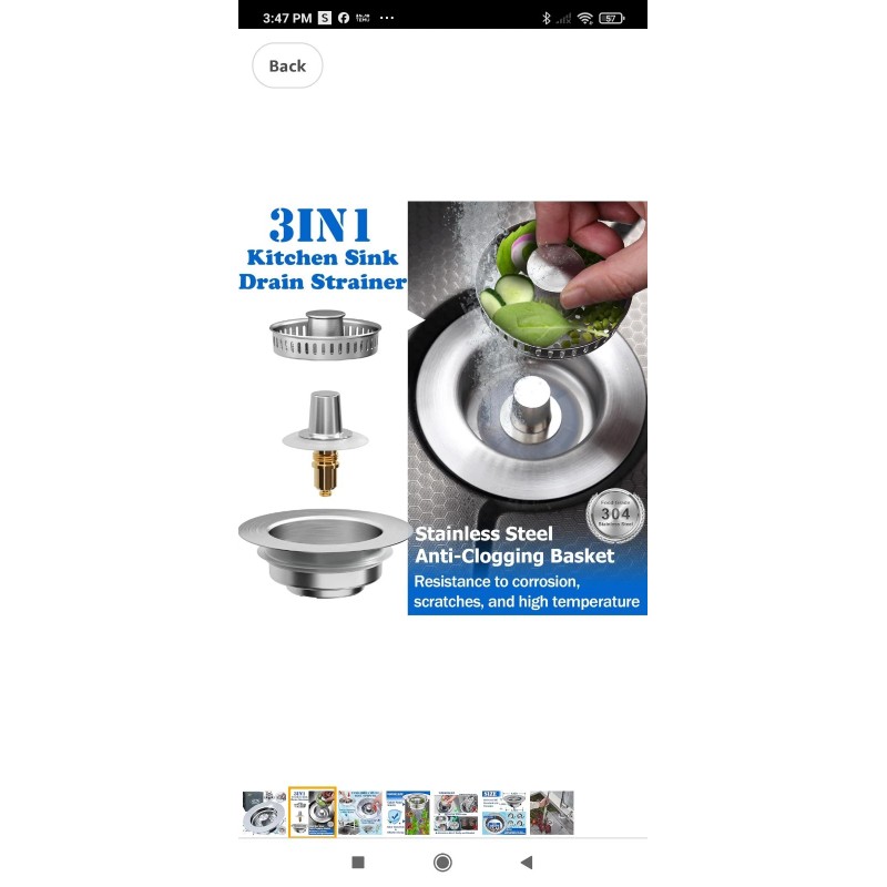 hibbent Stainless Steel 3 in 1 Kitchen Sink Drain Strainer