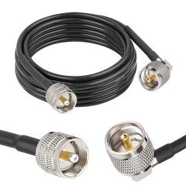 MOOKEERF CB Coax Cable - RG58 UHF PL-259 Male to Male Right Angle Coaxial Cable 12FT Low Loss Cb Antenna Cable Jumper Cable for CB Radio, HAM Radio, Antenna Analyzer, SWR Meter