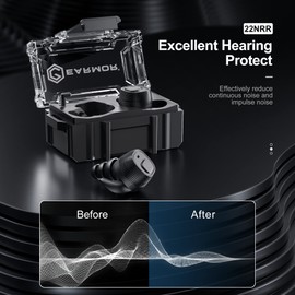 OPSMEN - Protección auditiva electrónica inalámbrica de seguridad, tapones para los oídos, reducción activa de ruido, rango de pistola para caza, color negro
