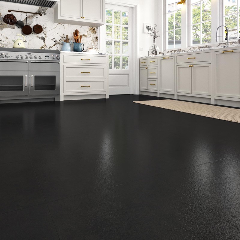 WESTICK Grey Black Marble Floor Tile Peel and Stick Flooring