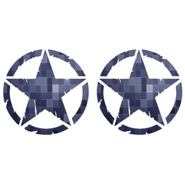Destroyed Military Star Sticker US Army - Shapes Kit Pack - 2 Pieces - 4x4 Offroad Car Motorcycle - Various Sizes 5 10 15 20 25 30 cm - Made in Italy (10 cm, Blue Geometric)