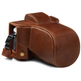 MegaGear Ever Ready MG1863 Brown Genuine Leather Camera Case Bag for Olympus OM-D E-M5 Mark III (14-150mm)
