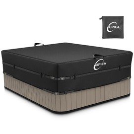 Kipiea 600D Outdoor Waterproof Square Hot Tub Cover Protector, Heavy Duty Polyester SPA Covers UV Protection Cover 78" L x 78" W x 20" H, Black