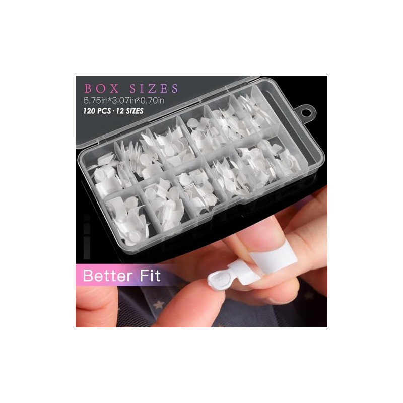 AORAEM Puntas de uñas francesas blancas, 120 puntas de uñas