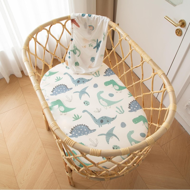 SDIII Dinosaur Bassinet Sheet 2 Pack for Boy Girl, Soft