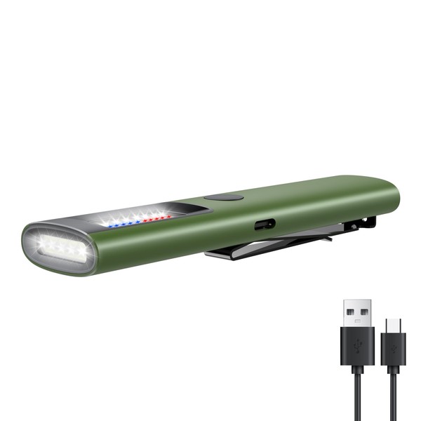 WeteamnoI Rechargeable EDC Flashlight with Green Beam, Bright White Led