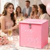 Pink Large Card Box with Lock, Wedding Card Boxes for