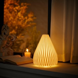 RONDURE 9.1" Bedside Table Lamp, Ceramic Lamp for Bedroom Nightstand, White Lamp for Living Room, Modern Design Lamps (E12, Not Included Bulb)