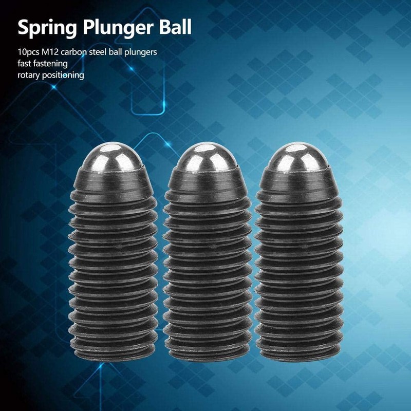 10 Pieces M12 Carbon Steel Thread Ball Black Spring Plungers