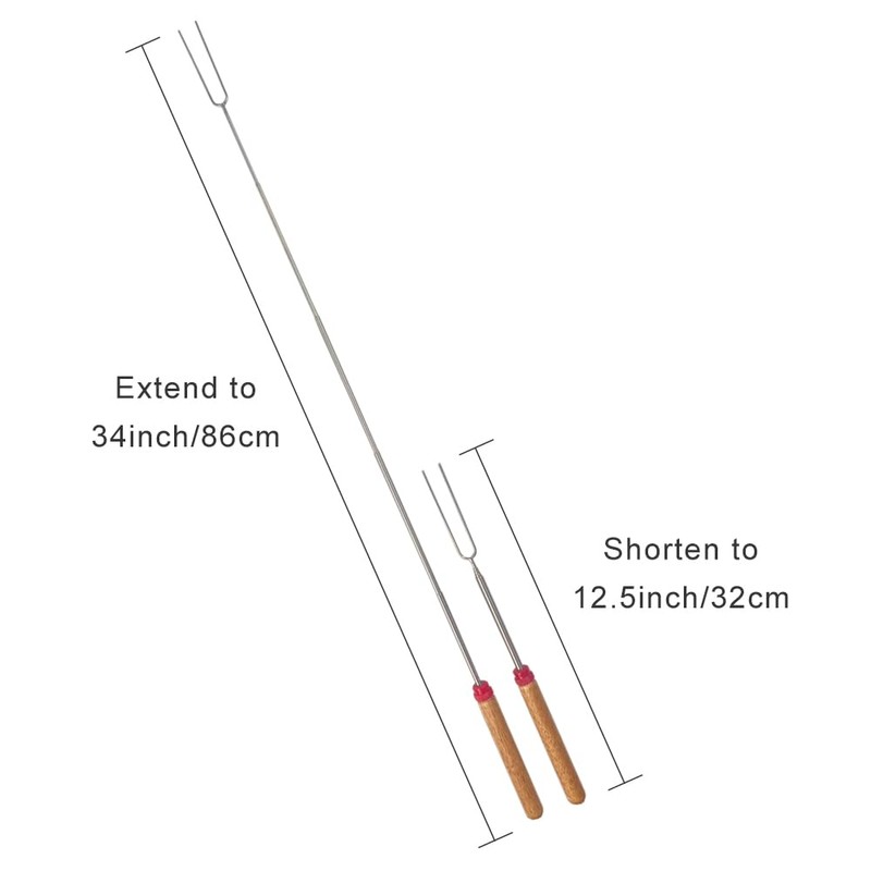 Telescoping Marshmallow Roasting Sticks - 2 Pack Smores Skewers for