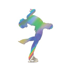 Figure Skater Premium Sticker Decal Oil Slick Rainbow Holographic Metallic Skating Female Girl #2 - Oil Slick - 1.31" W x 2" H