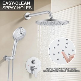 KOJOX Shower Set - Polished Chrome High Pressure Shower Head System- 3 Setting Headheld Shower Head Fixtures- Valve Included