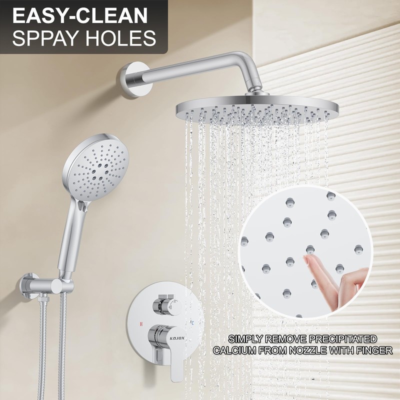 KOJOX Shower Set - Polished Chrome High Pressure Shower Head