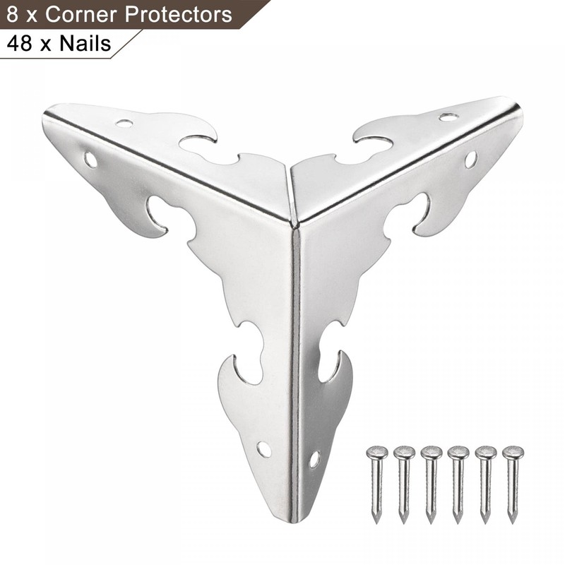 sourcing map 30x30x30mm Metal Box Corner Protectors Edge Guard Silver