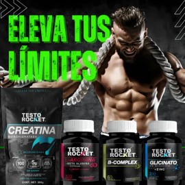Quemador Grasa Termogenico  L Carnitina, Vinagre Manzana, CLA, Cetonas  Tonifica Musculo  Vitaminas Testo Rocket 120 capsulas                         